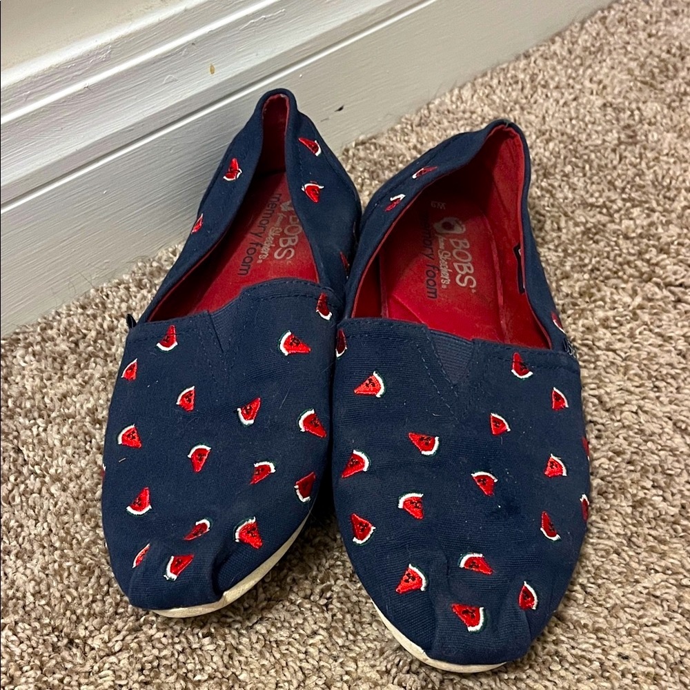 Skechers Bobs Navy Watermelon Pattern Slippers - FINAL PRICE